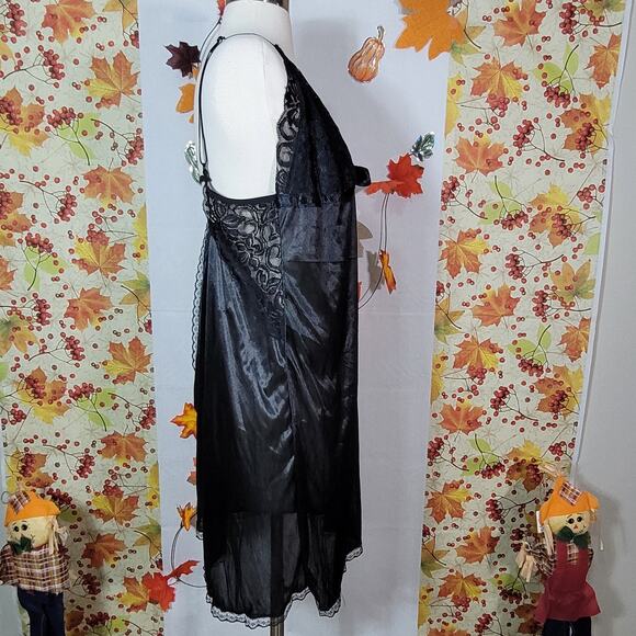 Shein Black Spaghetti Strap Lace Bodice Backless Babydoll Nightgown Sze 16 - Picture 4 of 8